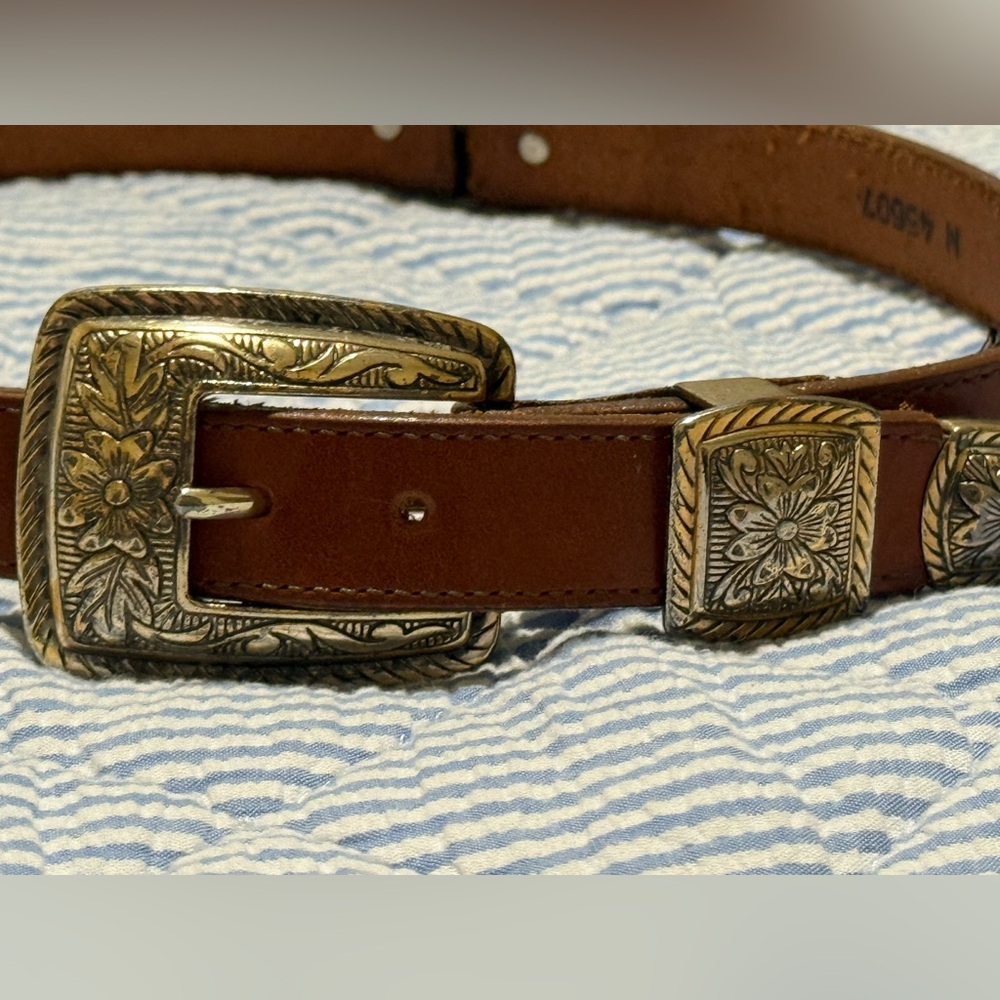 Brighton Brown Leather Belt with Gold Buckle